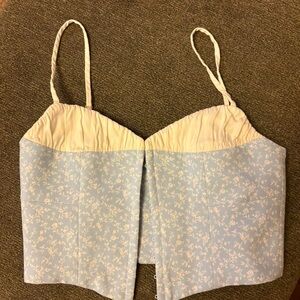 Rumored Light Blue and White Floral Patterned corset top